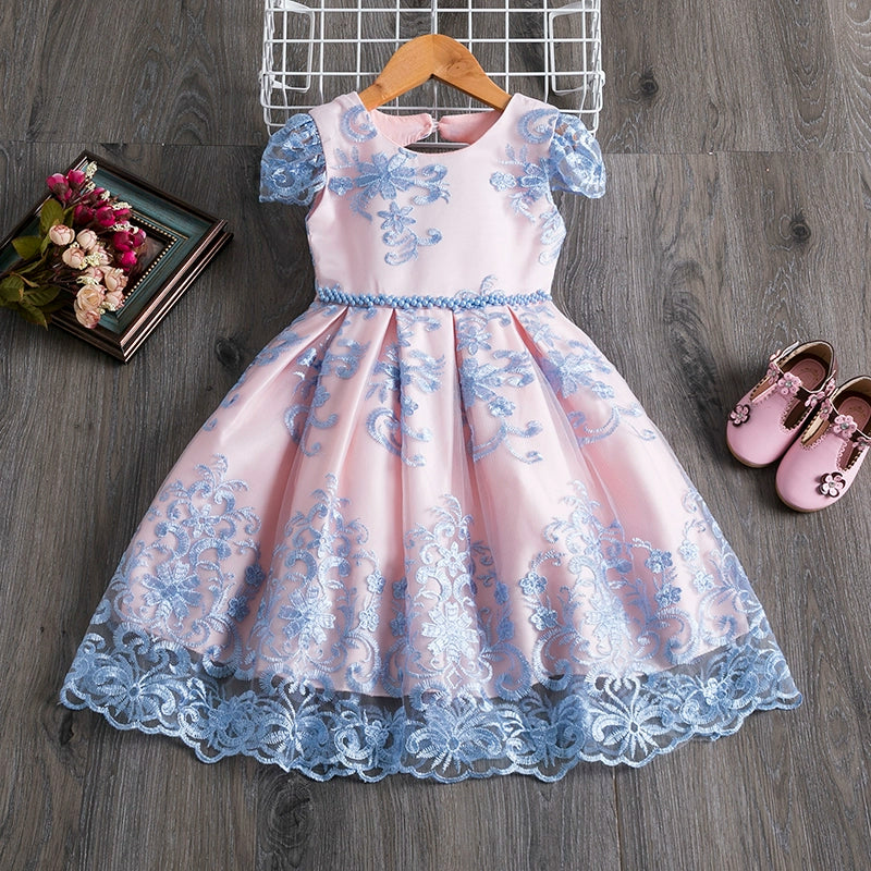 Flower girl dresses with blue ribbon online